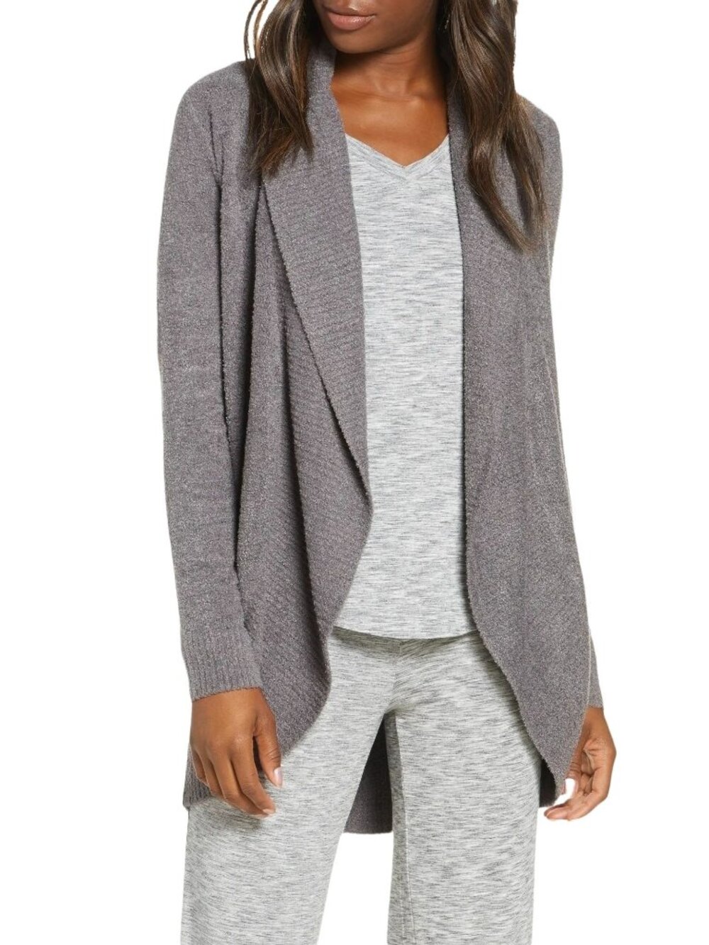 Barefoot Dreams Ash CozyChic Lite Circle Cardigan Sweater Size Medium